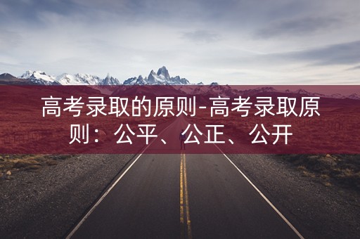 高考录取的原则-高考录取原则：公平、公正、公开