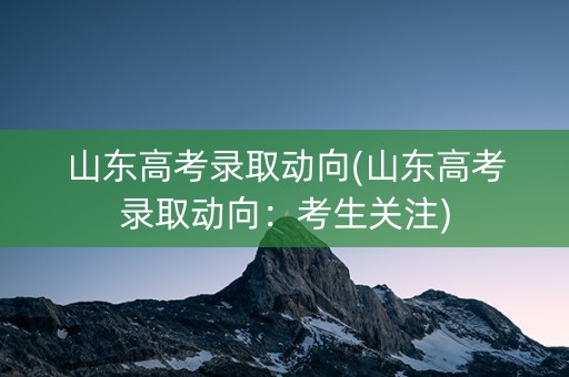 山东高考录取动向(山东高考录取动向：考生关注)