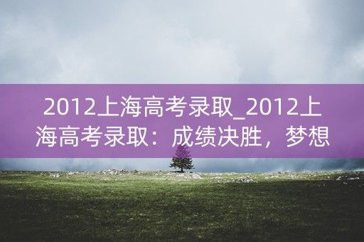 2012上海高考录取_2012上海高考录取：成绩决胜，梦想启航