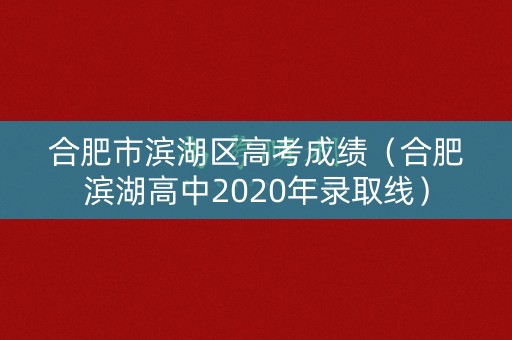 合肥市滨湖区高考成绩（合肥滨湖高中2020年录取线）