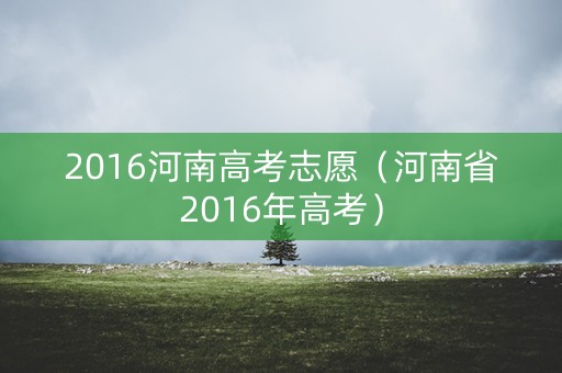 2016河南高考志愿（河南省2016年高考）