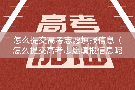 怎么提交高考志愿填报信息（怎么提交高考志愿填报信息呢）