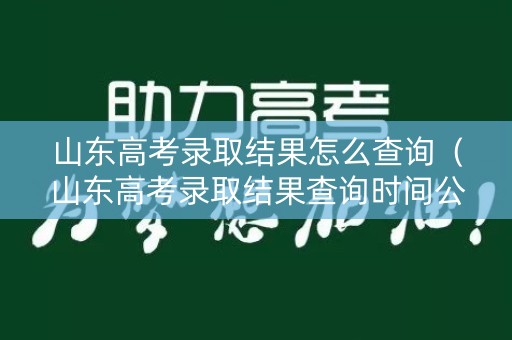 山东高考录取结果怎么查询（山东高考录取结果查询时间公布）
