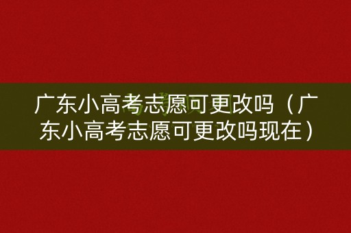 广东小高考志愿可更改吗（广东小高考志愿可更改吗现在）