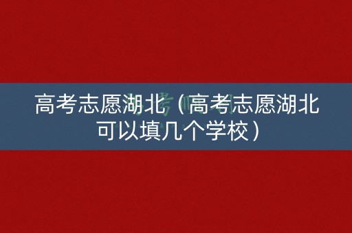 高考志愿湖北（高考志愿湖北可以填几个学校）