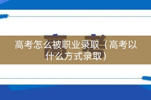 高考怎么被职业录取（高考以什么方式录取）