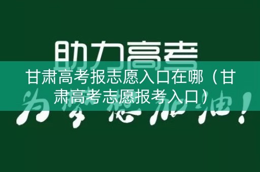 甘肃高考报志愿入口在哪（甘肃高考志愿报考入口）