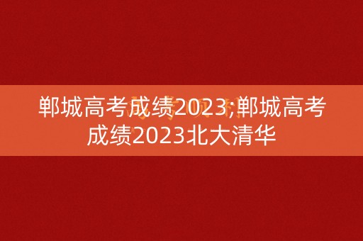 郸城高考成绩2023;郸城高考成绩2023北大清华