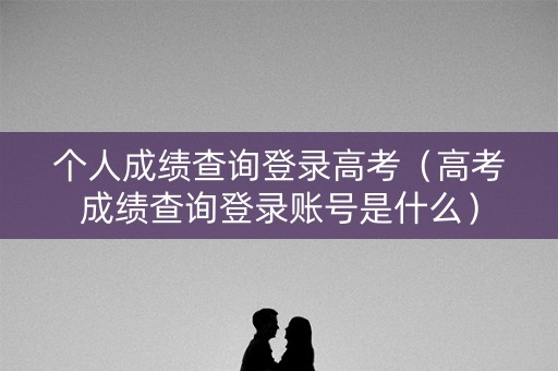 个人成绩查询登录高考（高考成绩查询登录账号是什么）