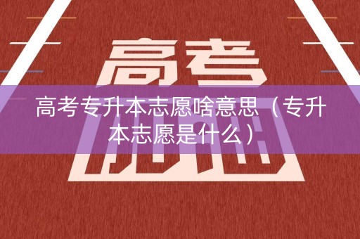 高考专升本志愿啥意思（专升本志愿是什么）