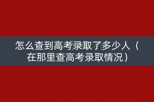 怎么查到高考录取了多少人(在那里查高考录取情况) 怎么查到高考录取了多少人(在那里查高考录取情况)