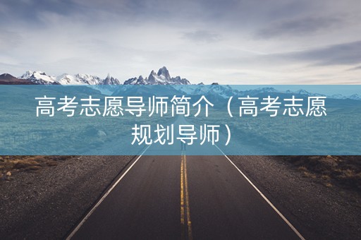 高考志愿导师简介（高考志愿规划导师）