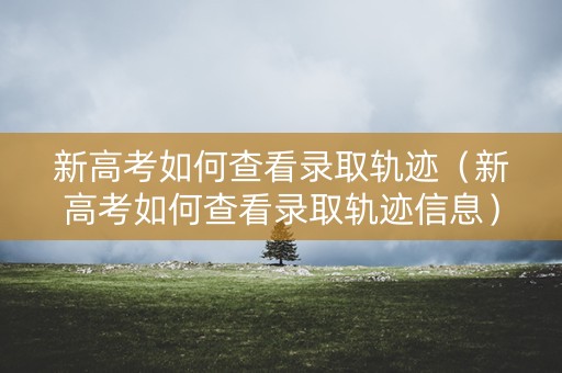 新高考如何查看录取轨迹(新高考如何查看录取轨迹信息) 新高考如何查看录取轨迹(新高考如何查看录取轨迹信息)