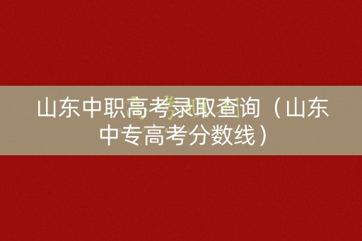 山东中职高考录取查询(山东中专高考分数线) 山东中职高考录取查询(山东中专高考分数线)