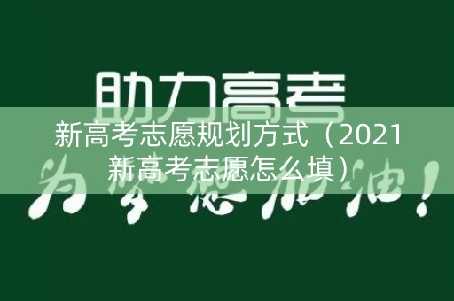 新高考志愿规划方式（2021新高考志愿怎么填）