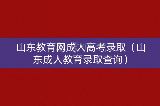山东教育网成人高考录取（山东成人教育录取查询）