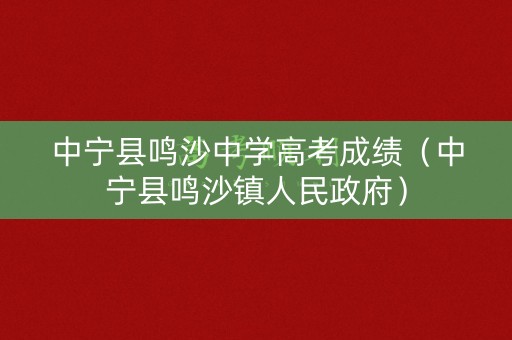 中宁县鸣沙中学高考成绩（中宁县鸣沙镇人民政府）