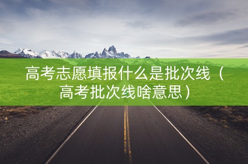 高考志愿填报什么是批次线(高考批次线啥意思) 高考志愿填报什么是批次线(高考批次线啥意思)