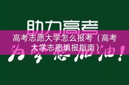 高考志愿大学怎么报考（高考大学志愿填报指南）