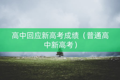 高中回应新高考成绩(普通高中新高考) 高中回应新高考成绩(普通高中新高考)
