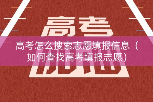 高考怎么搜索志愿填报信息（如何查找高考填报志愿）