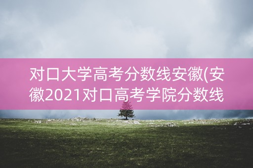 对口大学高考分数线安徽(安徽2021对口高考学院分数线) 对口大学高考分数线安徽(安徽2021对口高考学院分数线)