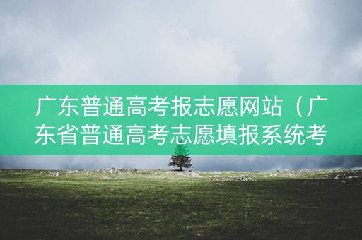 广东普通高考报志愿网站（广东省普通高考志愿填报系统考生端）
