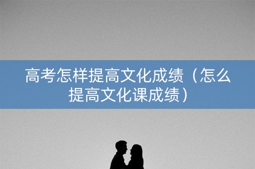 高考怎样提高文化成绩（怎么提高文化课成绩）