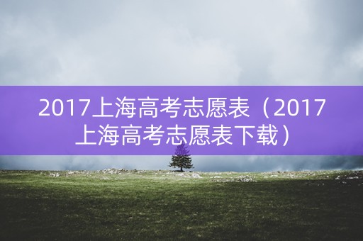 2017上海高考志愿表（2017上海高考志愿表下载）