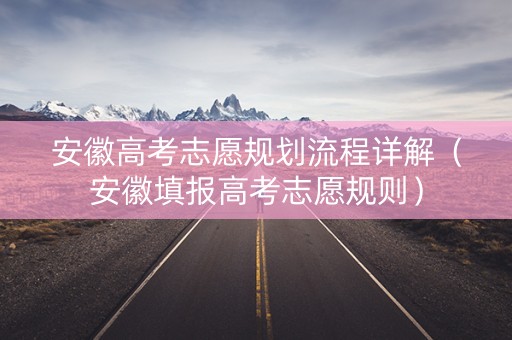 安徽高考志愿规划流程详解（安徽填报高考志愿规则）