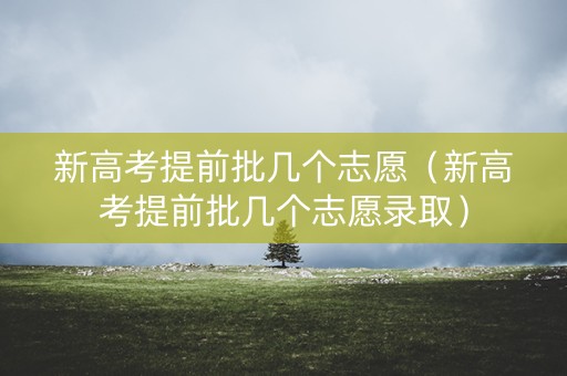 新高考提前批几个志愿（新高考提前批几个志愿录取）
