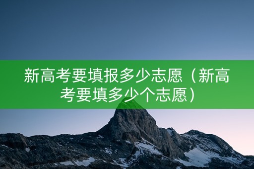 新高考要填报多少志愿（新高考要填多少个志愿）