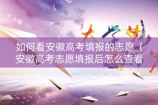 如何看安徽高考填报的志愿（安徽高考志愿填报后怎么查看）