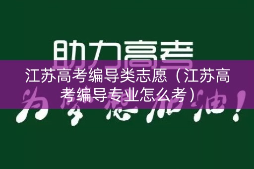 江苏高考编导类志愿（江苏高考编导专业怎么考）