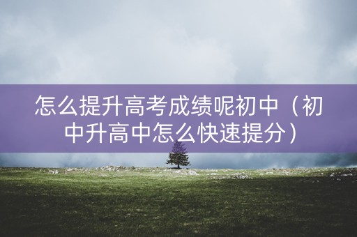 怎么提升高考成绩呢初中（初中升高中怎么快速提分）