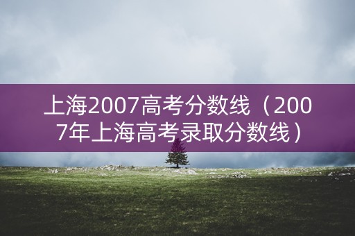 上海2007高考分数线(2007年上海高考录取分数线) 上海2007高考分数线(2007年上海高考录取分数线)