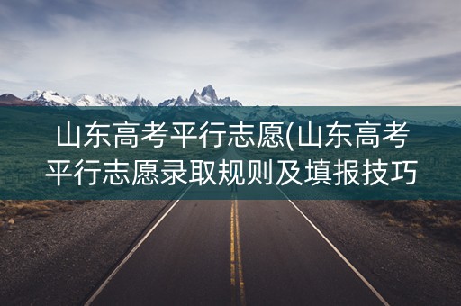 山东高考平行志愿(山东高考平行志愿录取规则及填报技巧)