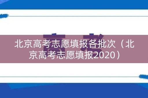 北京高考志愿填报各批次（北京高考志愿填报2020）
