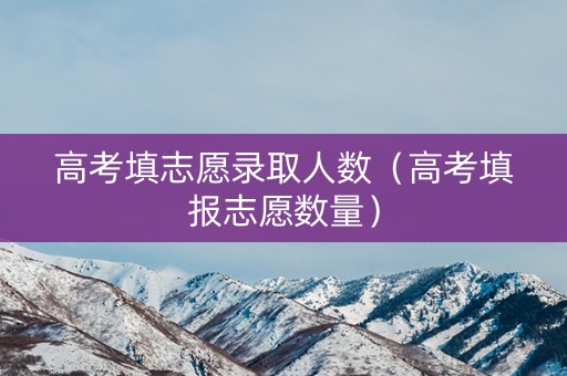 高考填志愿录取人数（高考填报志愿数量）