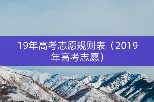 19年高考志愿规则表（2019年高考志愿）
