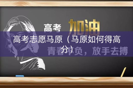 高考志愿马原（马原如何得高分）