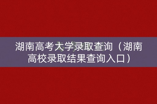 湖南高考大学录取查询（湖南高校录取结果查询入口）