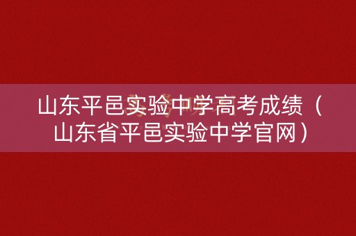 山东平邑实验中学高考成绩（山东省平邑实验中学官网）