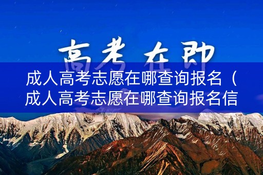 成人高考志愿在哪查询报名(成人高考志愿在哪查询报名信息) 成人高考志愿在哪查询报名(成人高考志愿在哪查询报名信息)