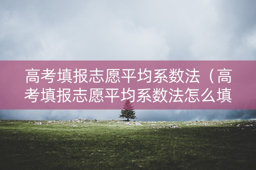 高考填报志愿平均系数法（高考填报志愿平均系数法怎么填）