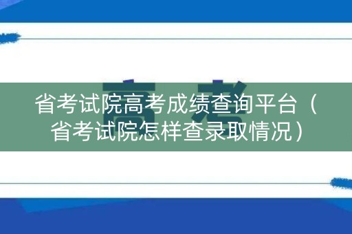省考试院高考成绩查询平台（省考试院怎样查录取情况）