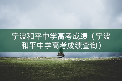 宁波和平中学高考成绩（宁波和平中学高考成绩查询）