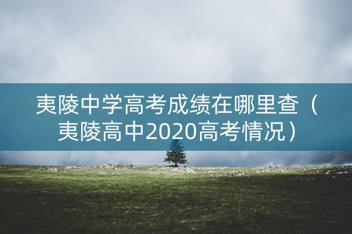 夷陵中学高考成绩在哪里查（夷陵高中2020高考情况）