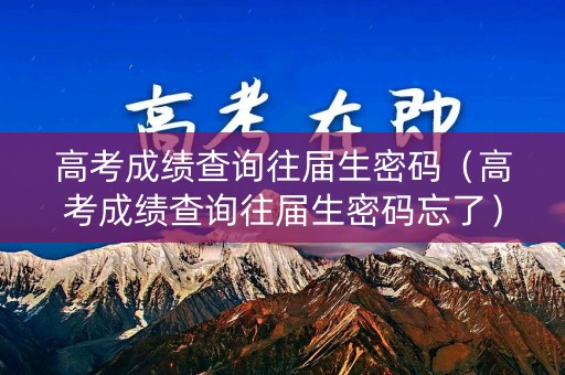 高考成绩查询往届生密码（高考成绩查询往届生密码忘了）