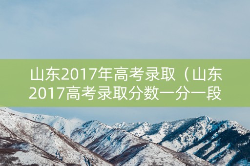山东2017年高考录取（山东2017高考录取分数一分一段）